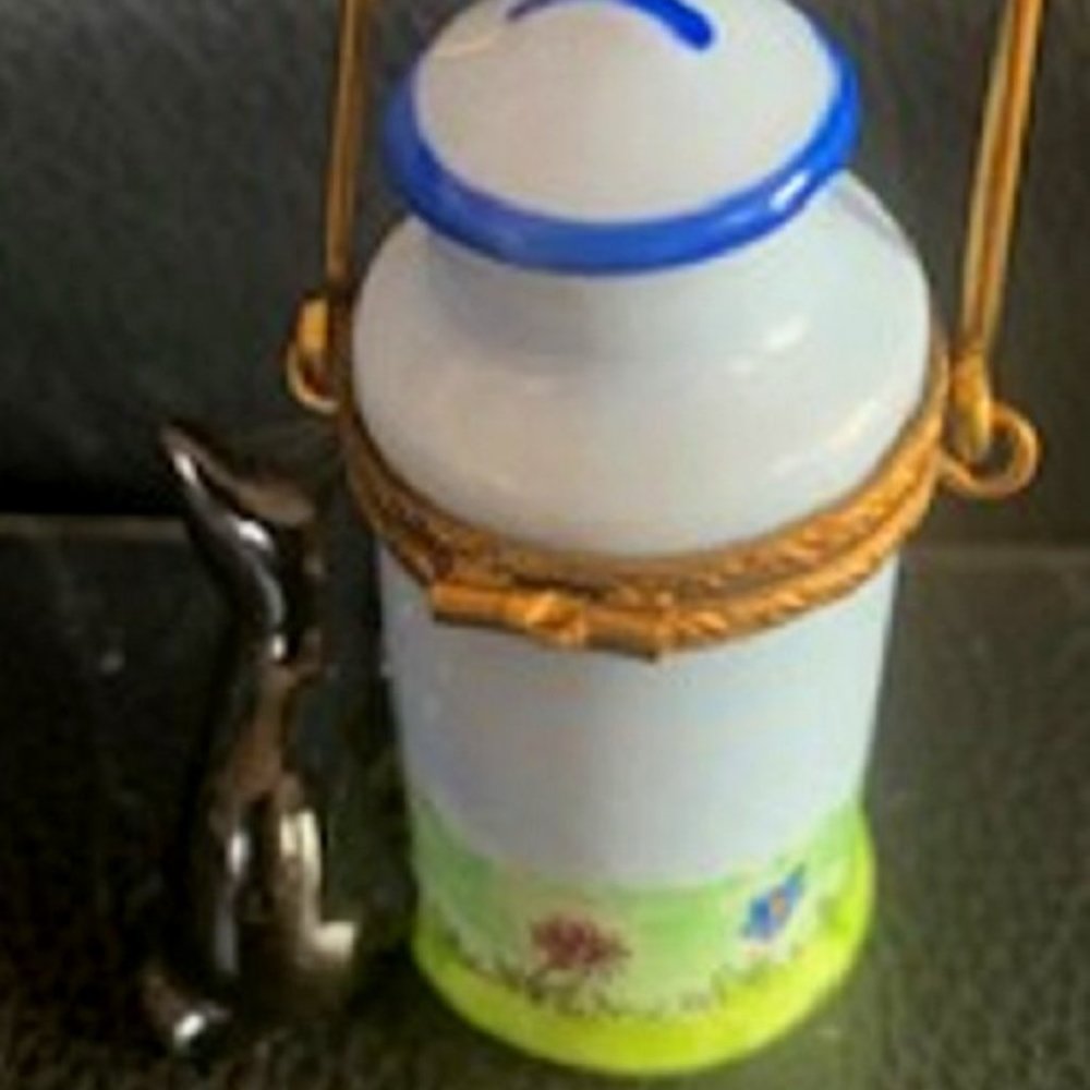 Limoges Porcelain Box Cat Cow Milk Jug & Bottle - Picture 7 of 7